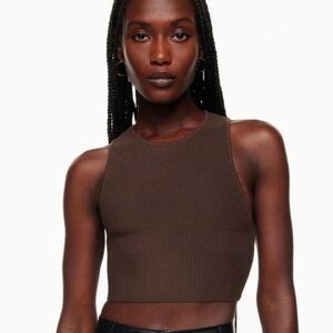 Aritzia Babaton Sculpt Knit Racer Cropped Tank  -size small  brown